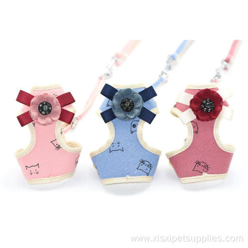 Nice looking deluxe nylon bow-tie flower dog harness